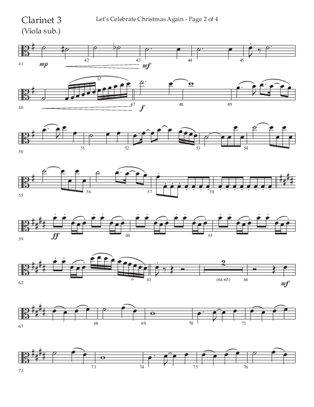 Let's Celebrate Christmas Again (Choral Anthem SATB) Clarinet 3 (Arr. John Bolin / Lifeway Choral)