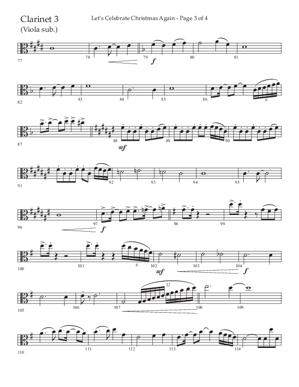 Let's Celebrate Christmas Again (Choral Anthem SATB) Clarinet 3 (Arr. John Bolin / Lifeway Choral)