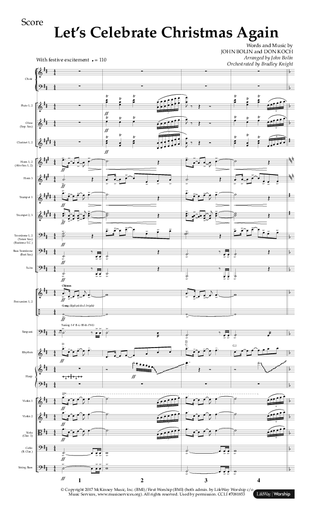 Let's Celebrate Christmas Again (Choral Anthem SATB) Orchestration (Arr. John Bolin / Lifeway Choral)