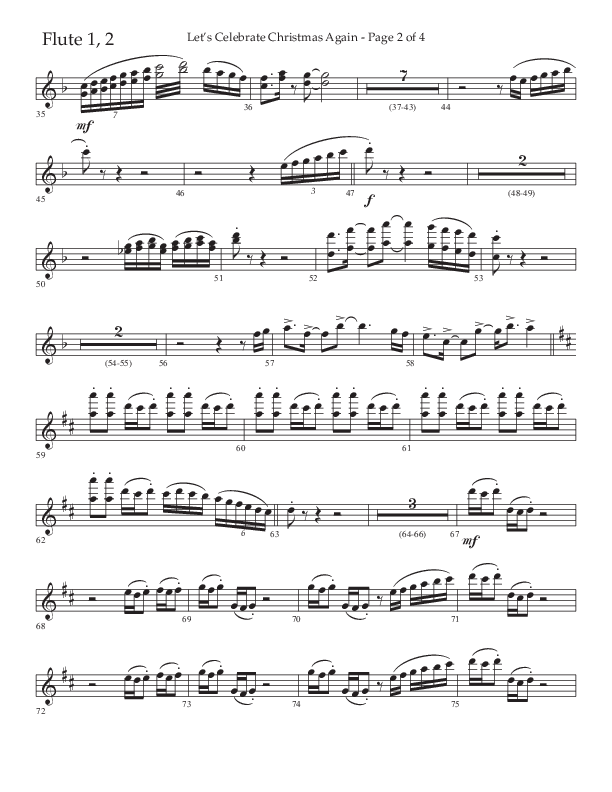 Let's Celebrate Christmas Again (Choral Anthem SATB) Flute 1/2 (Arr. John Bolin / Lifeway Choral)