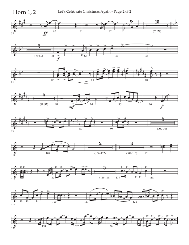 Let's Celebrate Christmas Again (Choral Anthem SATB) French Horn 1/2 (Arr. John Bolin / Lifeway Choral)