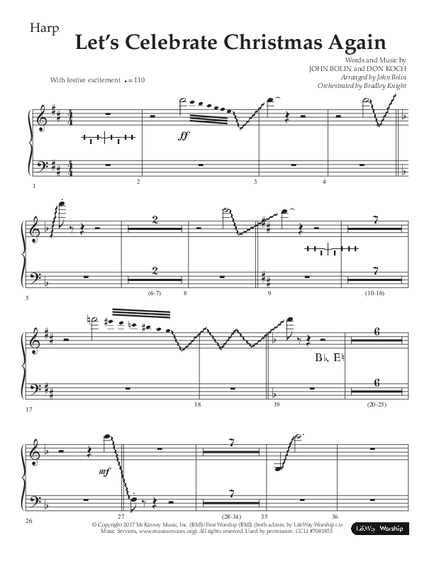 Let's Celebrate Christmas Again (Choral Anthem SATB) Harp (Arr. John Bolin / Lifeway Choral)