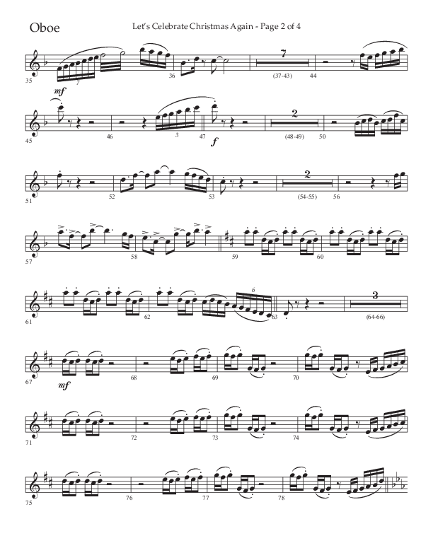 Let's Celebrate Christmas Again (Choral Anthem SATB) Oboe (Arr. John Bolin / Lifeway Choral)