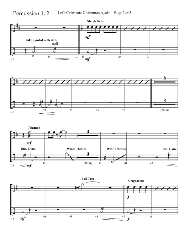 Let's Celebrate Christmas Again (Choral Anthem SATB) Percussion 1/2 (Arr. John Bolin / Lifeway Choral)