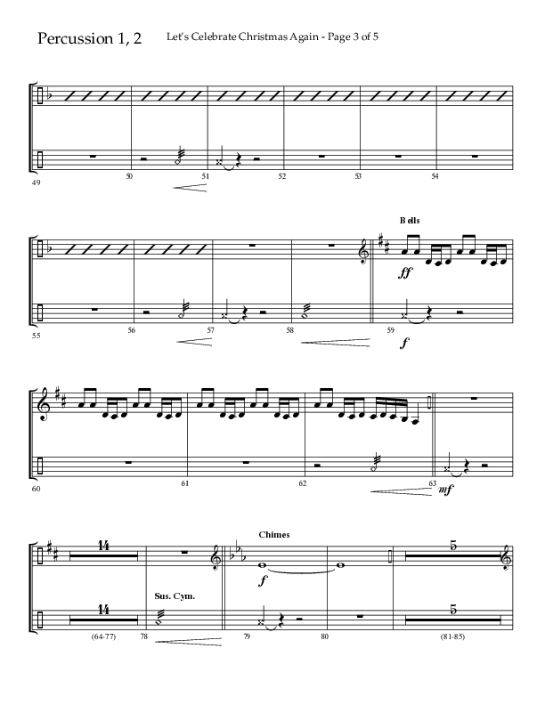 Let's Celebrate Christmas Again (Choral Anthem SATB) Percussion 1/2 (Arr. John Bolin / Lifeway Choral)