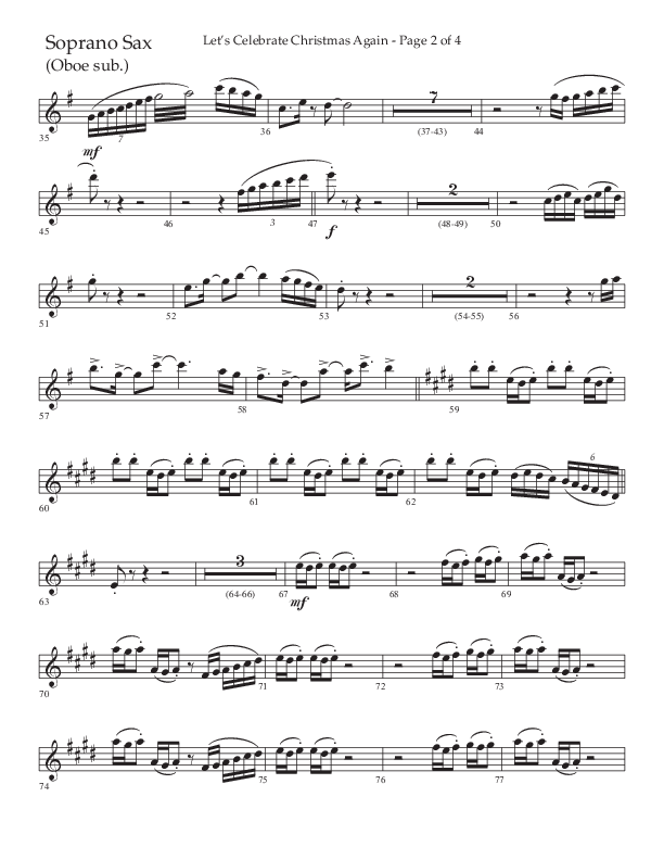 Let's Celebrate Christmas Again (Choral Anthem SATB) Soprano Sax (Arr. John Bolin / Lifeway Choral)