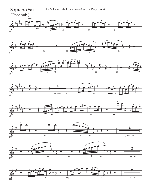 Let's Celebrate Christmas Again (Choral Anthem SATB) Soprano Sax (Arr. John Bolin / Lifeway Choral)