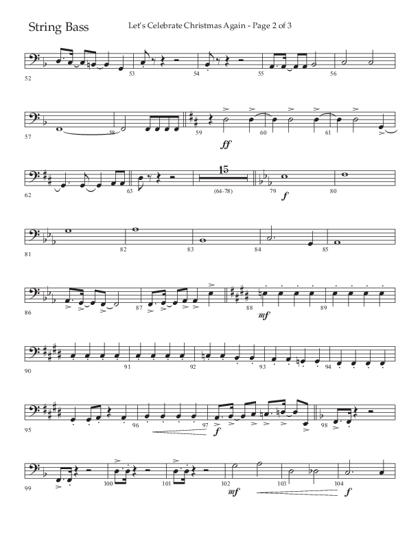Let's Celebrate Christmas Again (Choral Anthem SATB) String Bass (Arr. John Bolin / Lifeway Choral)