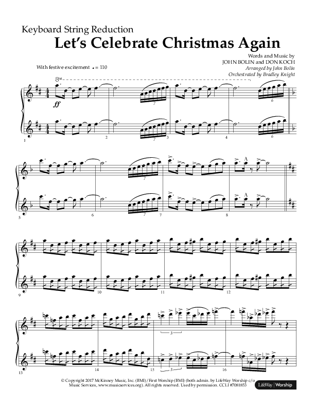 Let's Celebrate Christmas Again (Choral Anthem SATB) String Reduction (Arr. John Bolin / Lifeway Choral)