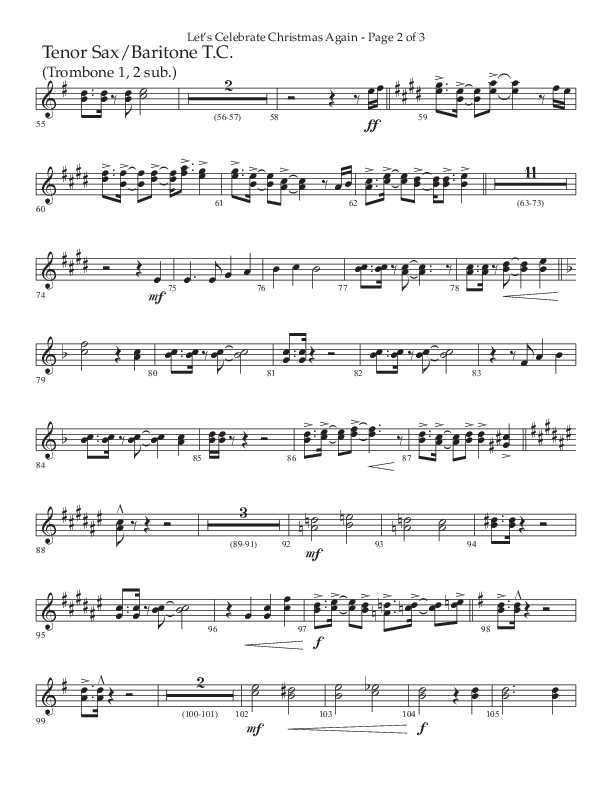 Let's Celebrate Christmas Again (Choral Anthem SATB) Tenor Sax/Baritone T.C. (Arr. John Bolin / Lifeway Choral)