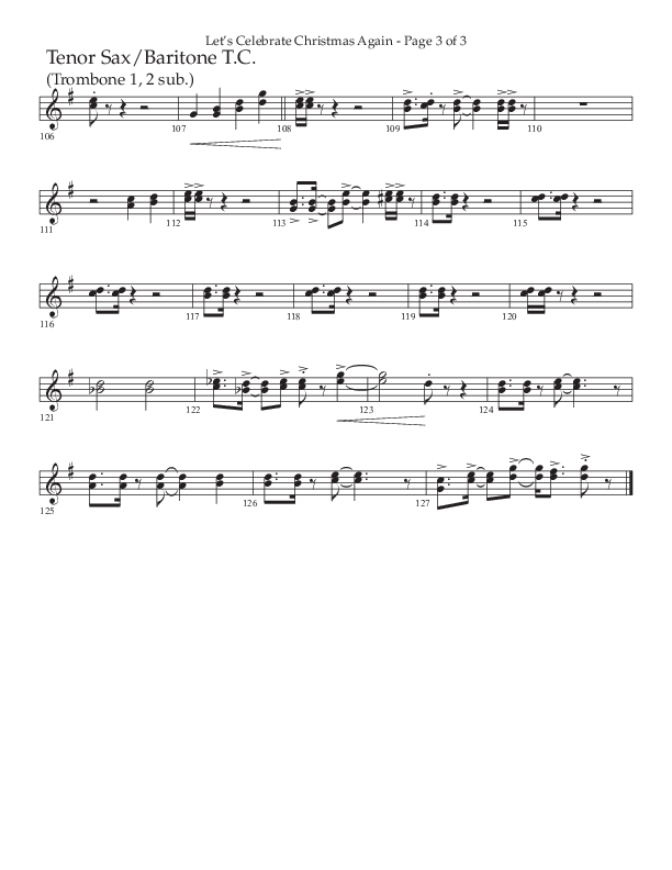 Let's Celebrate Christmas Again (Choral Anthem SATB) Tenor Sax/Baritone T.C. (Arr. John Bolin / Lifeway Choral)