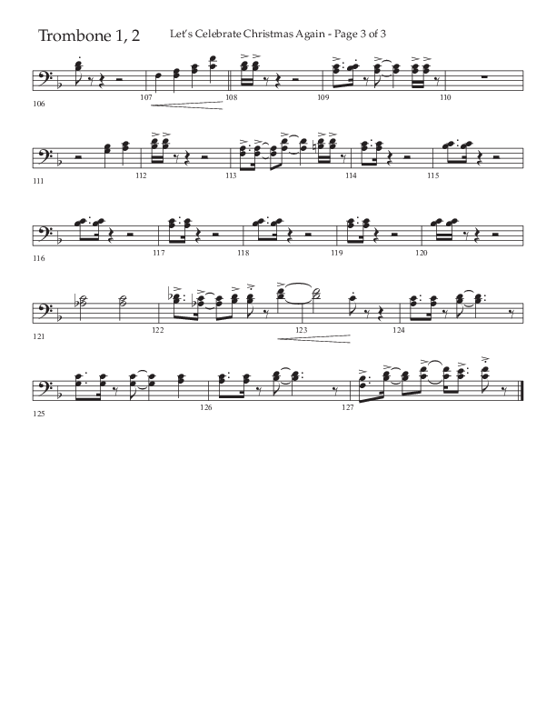 Let's Celebrate Christmas Again (Choral Anthem SATB) Trombone 1/2 (Arr. John Bolin / Lifeway Choral)