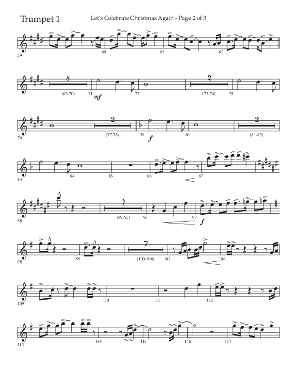 Let's Celebrate Christmas Again (Choral Anthem SATB) Trumpet 1 (Arr. John Bolin / Lifeway Choral)