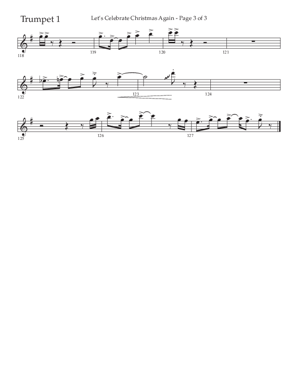 Let's Celebrate Christmas Again (Choral Anthem SATB) Trumpet 1 (Arr. John Bolin / Lifeway Choral)