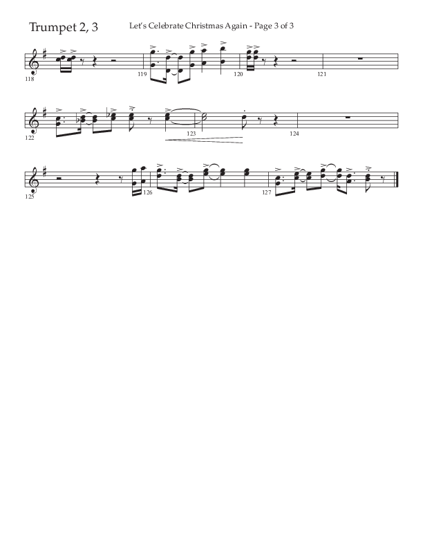 Let's Celebrate Christmas Again (Choral Anthem SATB) Trumpet 2/3 (Arr. John Bolin / Lifeway Choral)