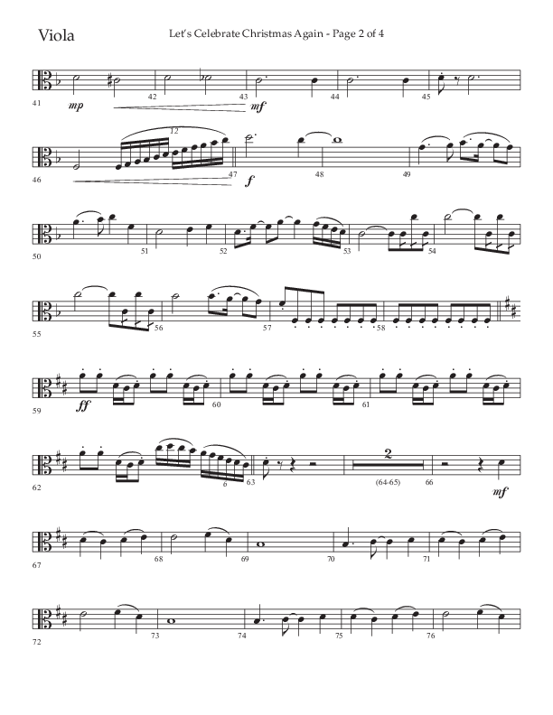Let's Celebrate Christmas Again (Choral Anthem SATB) Viola (Arr. John Bolin / Lifeway Choral)