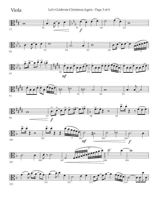 Let's Celebrate Christmas Again (Choral Anthem SATB) Viola (Arr. John Bolin / Lifeway Choral)