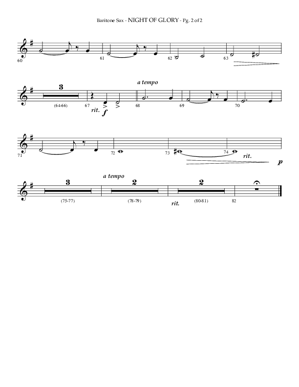 Night of Glory (Choral Anthem SATB) Bari Sax (Arr. Phillip Keveren / Lifeway Choral)