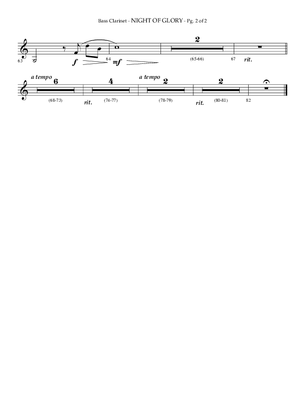 Night of Glory (Choral Anthem SATB) Bass Clarinet (Arr. Phillip Keveren / Lifeway Choral)