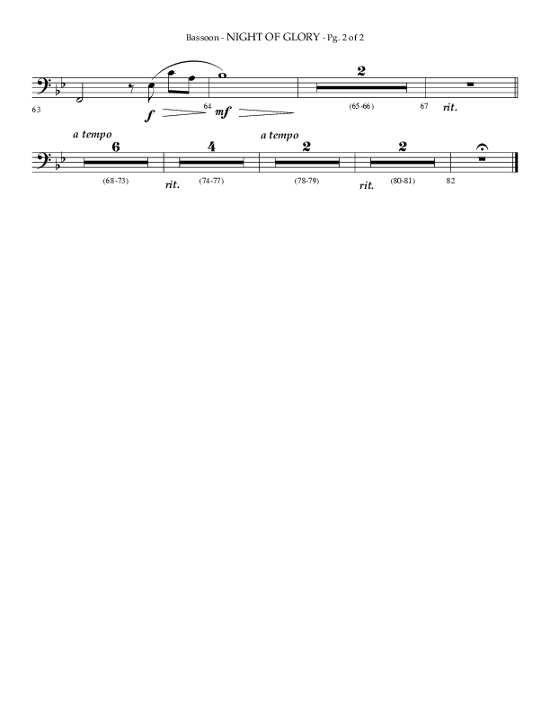 Night of Glory (Choral Anthem SATB) Bassoon (Arr. Phillip Keveren / Lifeway Choral)