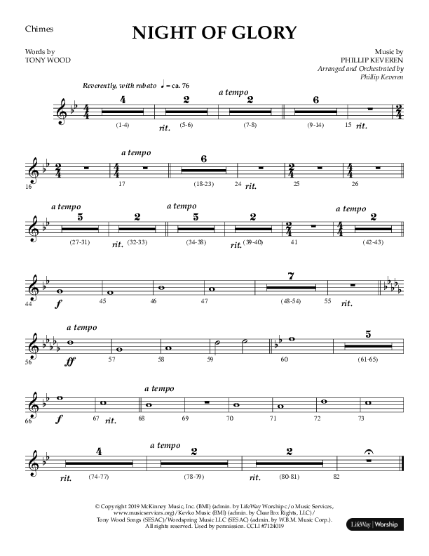 Night of Glory (Choral Anthem SATB) Chimes (Arr. Phillip Keveren / Lifeway Choral)