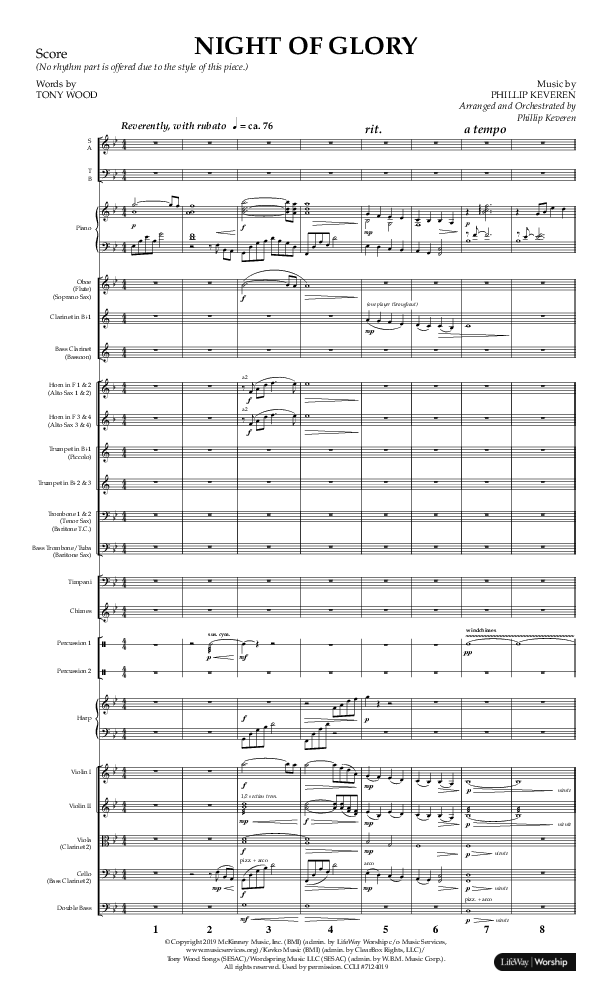 Night of Glory (Choral Anthem SATB) Orchestration (Arr. Phillip Keveren / Lifeway Choral)