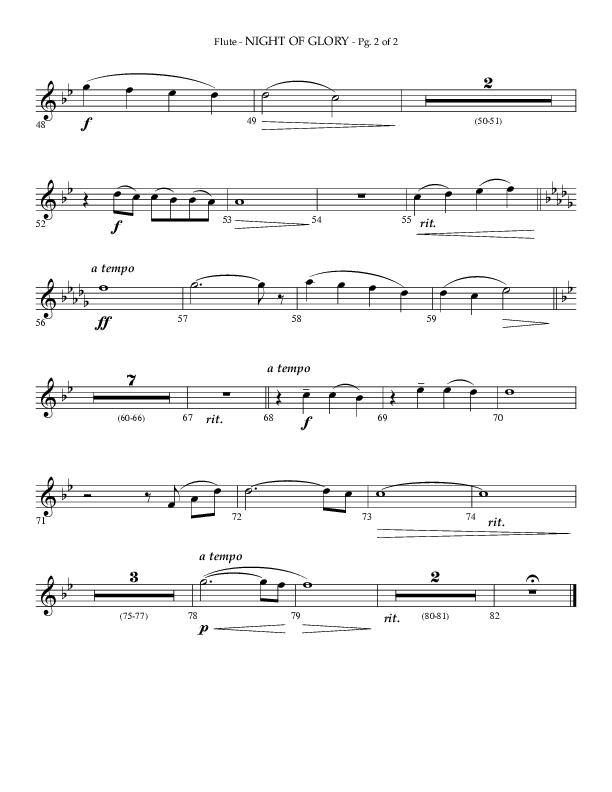 Night of Glory (Choral Anthem SATB) Flute (Arr. Phillip Keveren / Lifeway Choral)