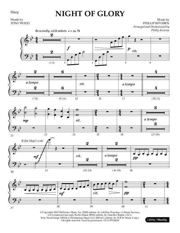 Night of Glory (Choral Anthem SATB) Harp (Arr. Phillip Keveren / Lifeway Choral)
