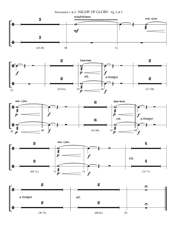 Night of Glory (Choral Anthem SATB) Percussion 1/2 (Arr. Phillip Keveren / Lifeway Choral)