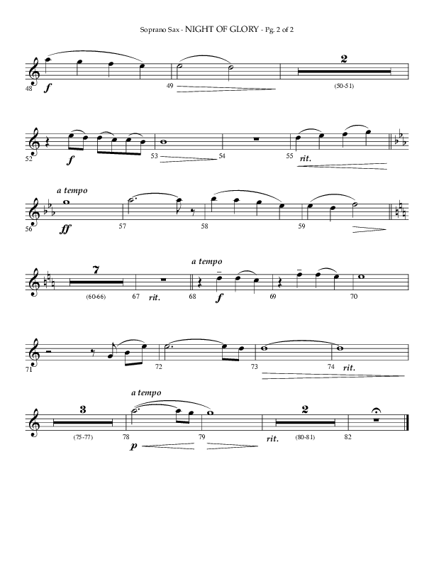 Night of Glory (Choral Anthem SATB) Soprano Sax (Arr. Phillip Keveren / Lifeway Choral)