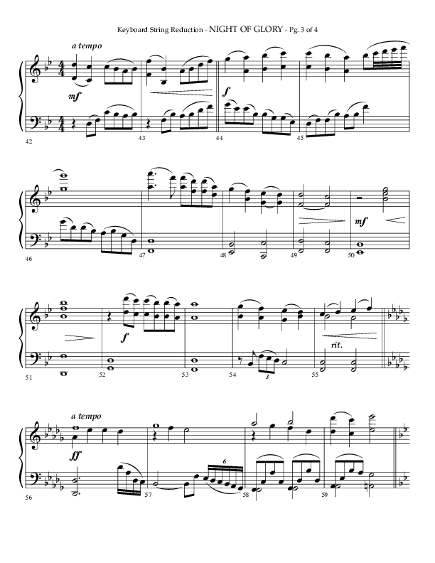 Night of Glory (Choral Anthem SATB) String Reduction (Arr. Phillip Keveren / Lifeway Choral)