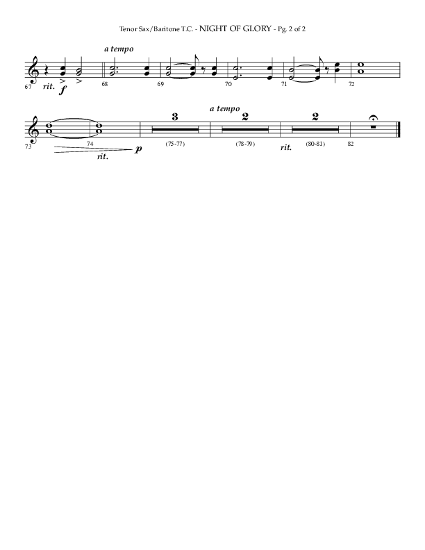 Night of Glory (Choral Anthem SATB) Tenor Sax/Baritone T.C. (Arr. Phillip Keveren / Lifeway Choral)