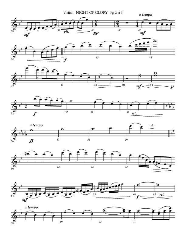 Night of Glory (Choral Anthem SATB) Violin 1 (Arr. Phillip Keveren / Lifeway Choral)
