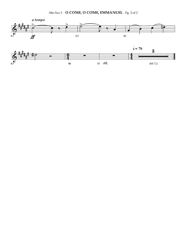 O Come O Come Emmanuel with Le Carnaval Des Animaux No. 7 (Choral Anthem SATB) Alto Sax (Arr. Phillip Keveren / Lifeway Choral)