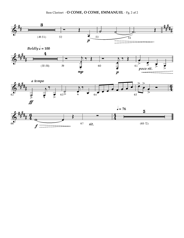 O Come O Come Emmanuel with Le Carnaval Des Animaux No. 7 (Choral Anthem SATB) Bass Clarinet (Arr. Phillip Keveren / Lifeway Choral)