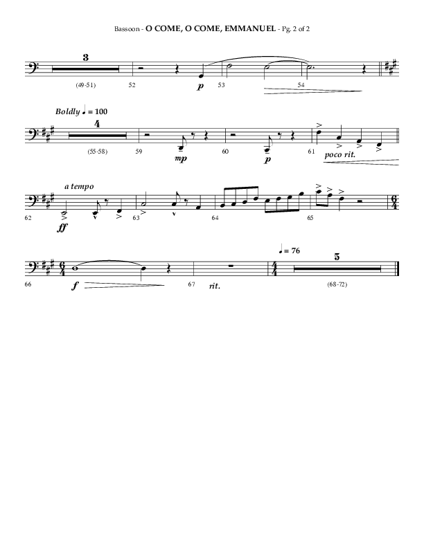 O Come O Come Emmanuel with Le Carnaval Des Animaux No. 7 (Choral Anthem SATB) Bassoon (Arr. Phillip Keveren / Lifeway Choral)