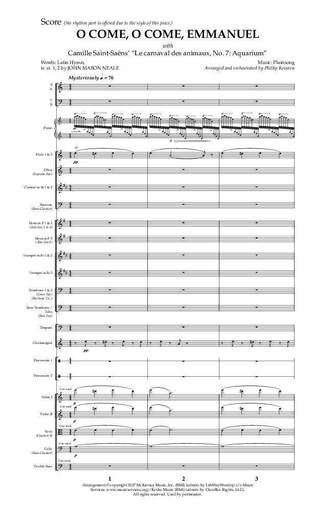 O Come O Come Emmanuel with Le Carnaval Des Animaux No. 7 (Choral Anthem SATB) Orchestration (Arr. Phillip Keveren / Lifeway Choral)