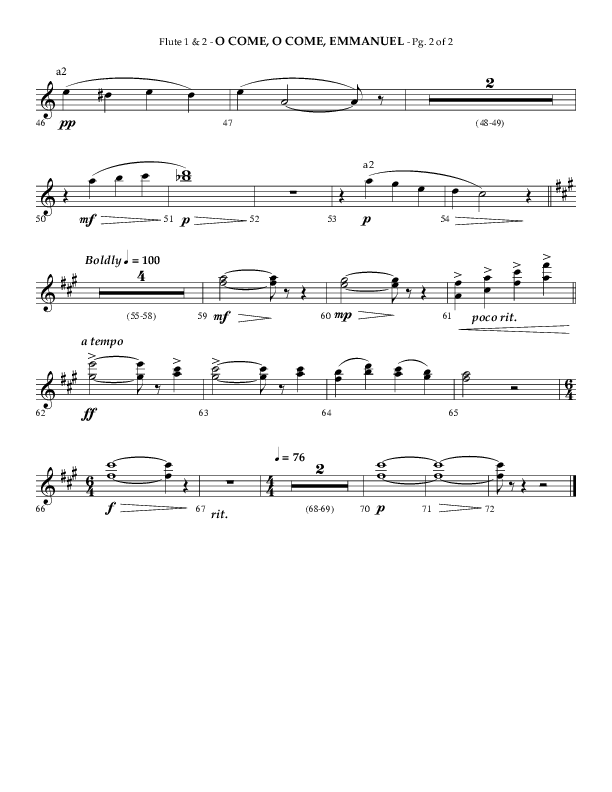 O Come O Come Emmanuel with Le Carnaval Des Animaux No. 7 (Choral Anthem SATB) Flute 1/2 (Arr. Phillip Keveren / Lifeway Choral)
