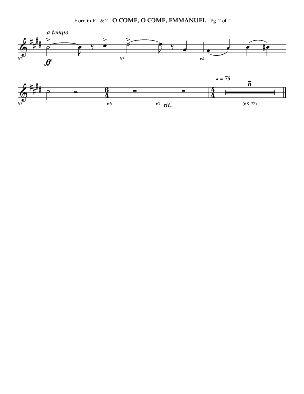 O Come O Come Emmanuel with Le Carnaval Des Animaux No. 7 (Choral Anthem SATB) French Horn 1/2 (Arr. Phillip Keveren / Lifeway Choral)