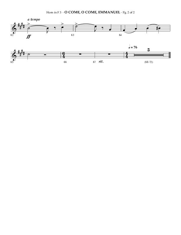 O Come O Come Emmanuel with Le Carnaval Des Animaux No. 7 (Choral Anthem SATB) French Horn 3 (Arr. Phillip Keveren / Lifeway Choral)