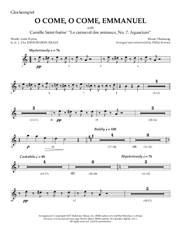 O Come O Come Emmanuel with Le Carnaval Des Animaux No. 7 (Choral Anthem SATB) Glockenspiel (Arr. Phillip Keveren / Lifeway Choral)