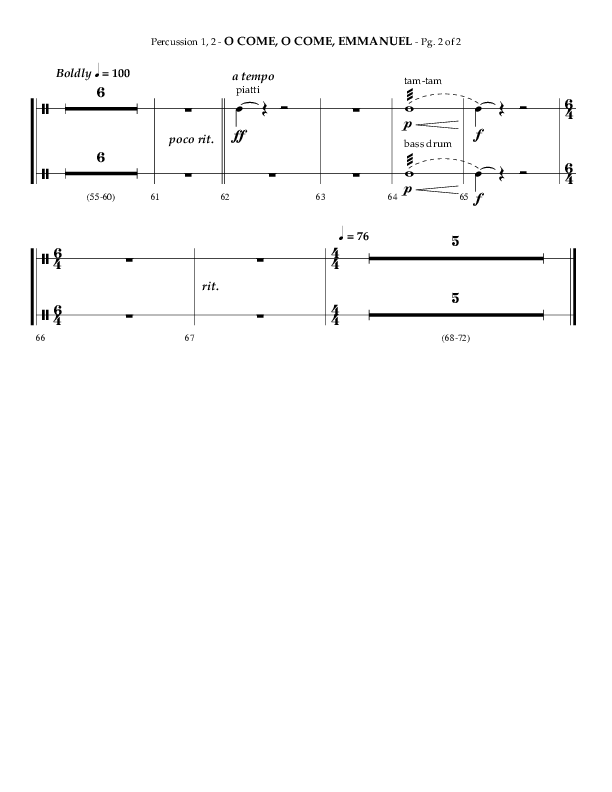 O Come O Come Emmanuel with Le Carnaval Des Animaux No. 7 (Choral Anthem SATB) Percussion 1/2 (Arr. Phillip Keveren / Lifeway Choral)