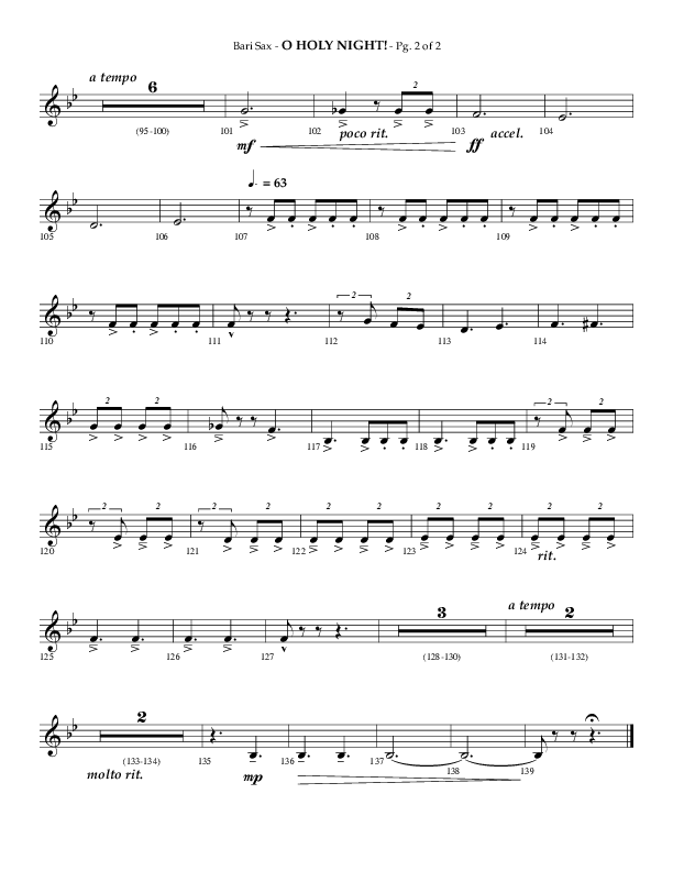 O Holy Night (Choral Anthem SATB) Bari Sax (Arr. Phillip Keveren / Lifeway Choral)