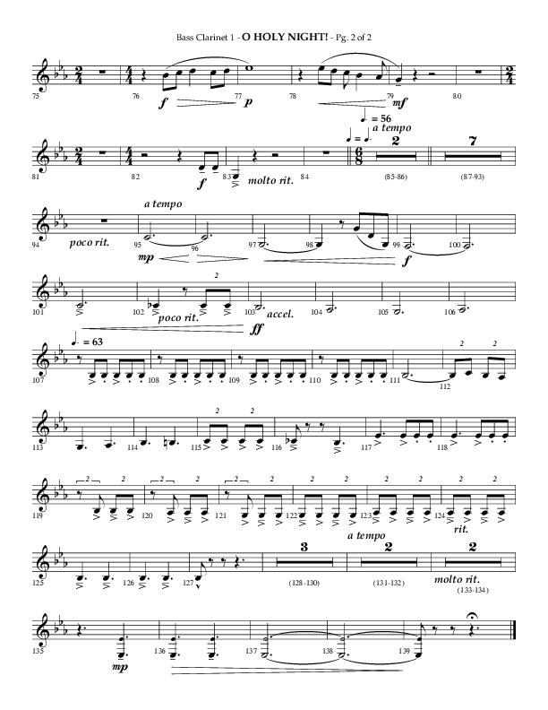 O Holy Night (Choral Anthem SATB) Bass Clarinet (Arr. Phillip Keveren / Lifeway Choral)