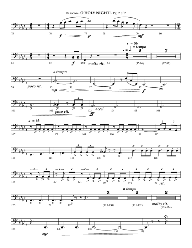O Holy Night (Choral Anthem SATB) Bassoon (Arr. Phillip Keveren / Lifeway Choral)