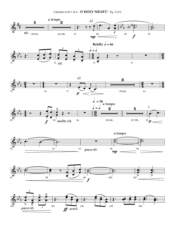 O Holy Night (Choral Anthem SATB) Clarinet 1/2 (Arr. Phillip Keveren / Lifeway Choral)