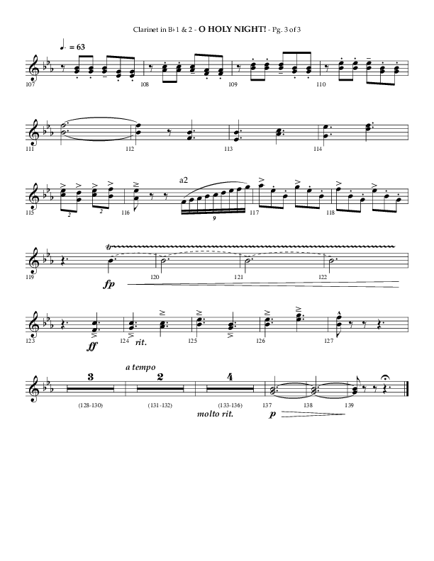 O Holy Night (Choral Anthem SATB) Clarinet 1/2 (Arr. Phillip Keveren / Lifeway Choral)