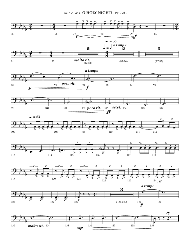 O Holy Night (Choral Anthem SATB) Double Bass (Arr. Phillip Keveren / Lifeway Choral)