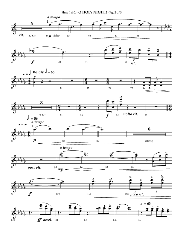 O Holy Night (Choral Anthem SATB) Flute 1/2 (Arr. Phillip Keveren / Lifeway Choral)