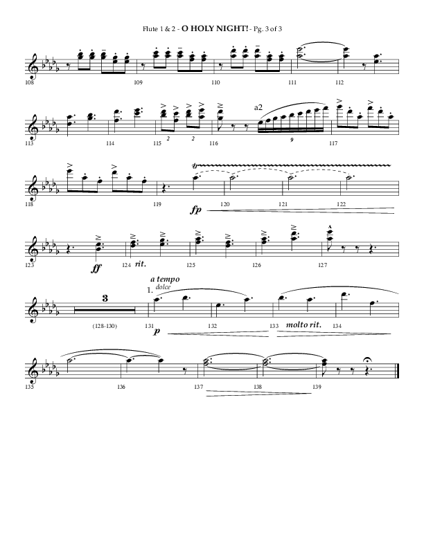 O Holy Night (Choral Anthem SATB) Flute 1/2 (Arr. Phillip Keveren / Lifeway Choral)